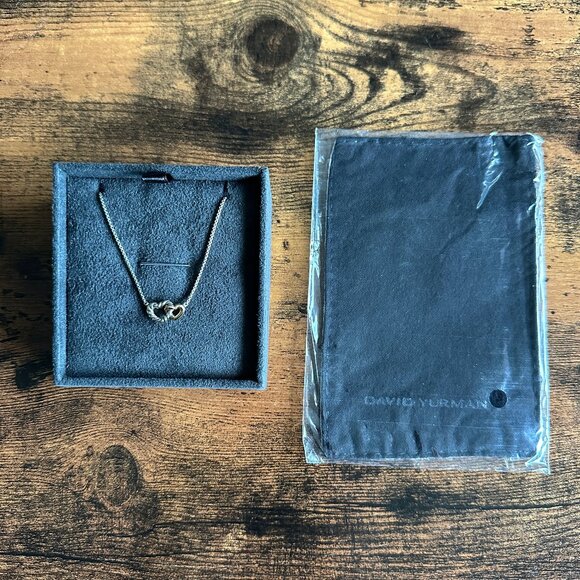 David Yurman Cable Collectibles Double Heart Necklace w/ 18k Yellow Gold - 17" - Picture 2 of 14